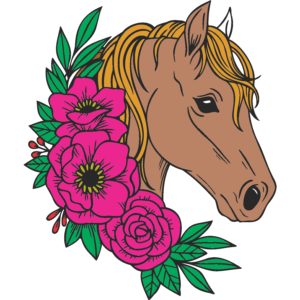 W 2566 Horse Floral colored