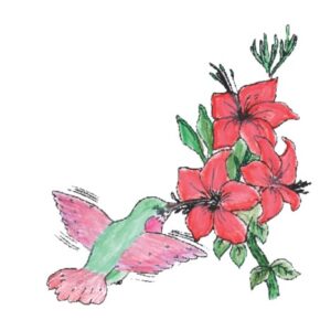 912C Small Hummingbird & Flowers $3.50 c